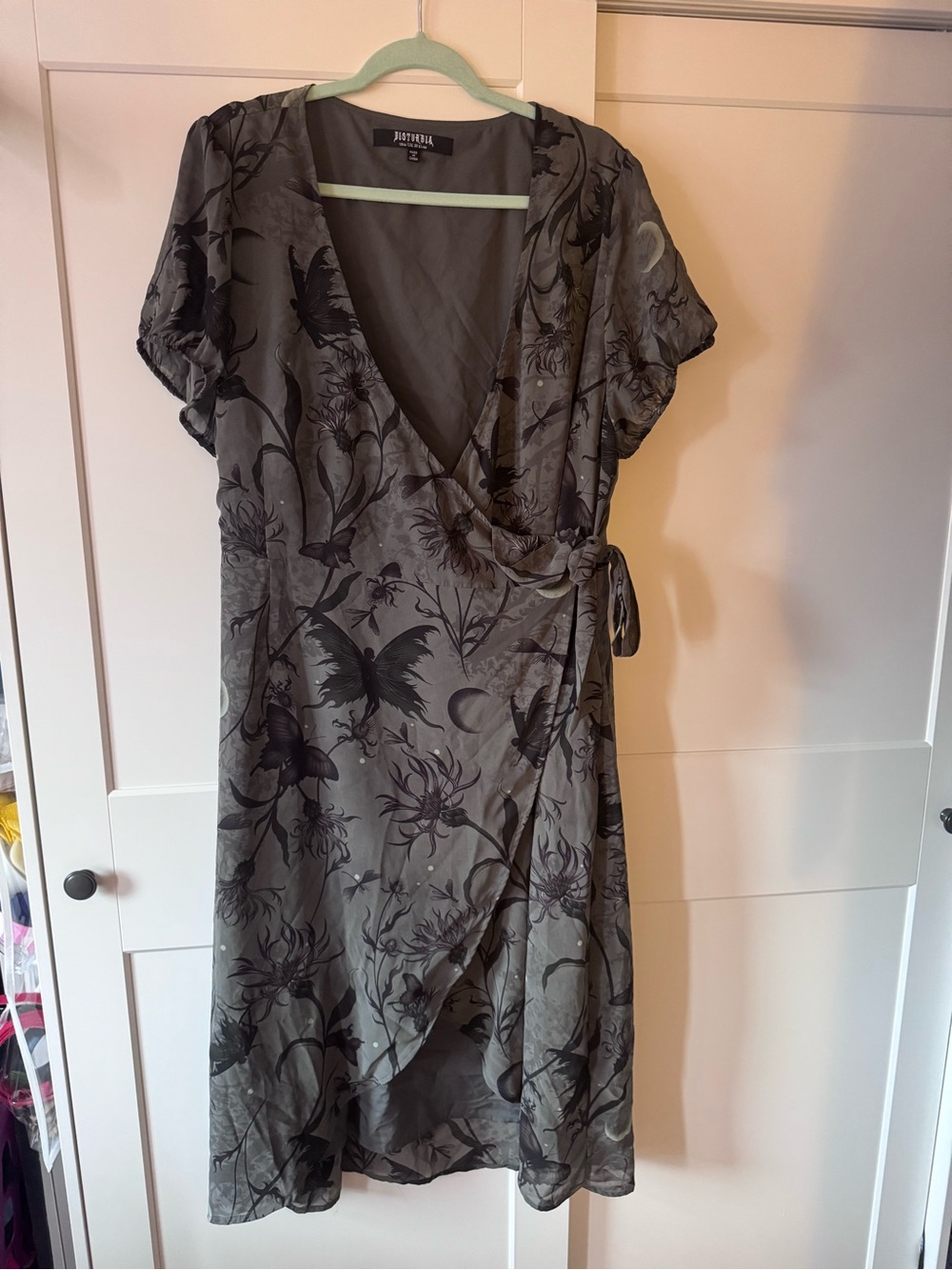 Disturbia Gray Floral Wrap Dress